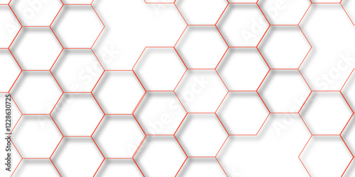 abstract geometric red texture background red hexagon 3D background texture. 3d rendering illustration. Clear pattern abstract background hexagon .Futuristic abstract banner.