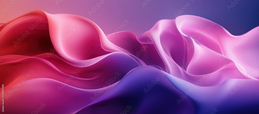 Fototapeta premium Abstract Flowing Ribbons in Pink and Purple Curved Layers Stylish Wallpaper