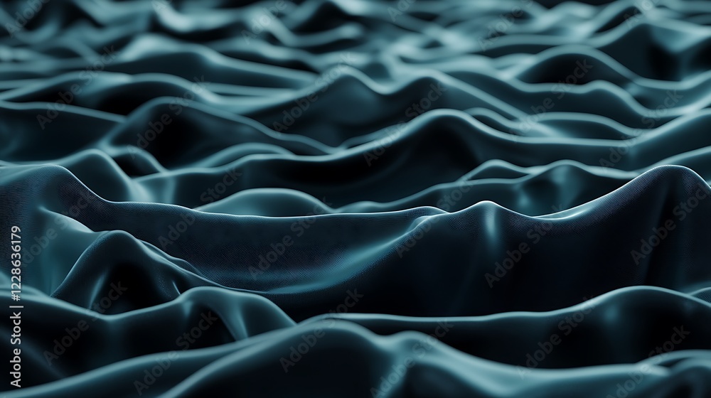 Obraz premium Abstract Dark Teal Wavy Fabric Texture