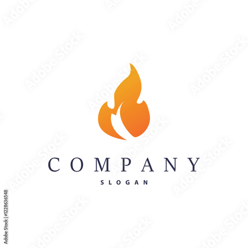 flame logo symbol burning fire design with simple minimalist concept brand template photo