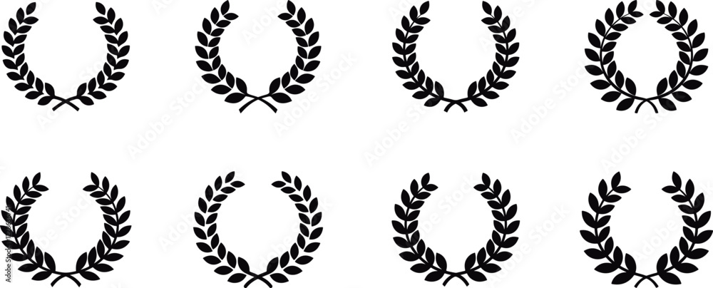 Circular laurel foliate vector icon set on transparent background. Circular laurel foliate vector icon set on transparent background.