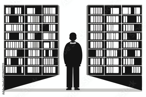 Bookshelf silhouette vector illustration
