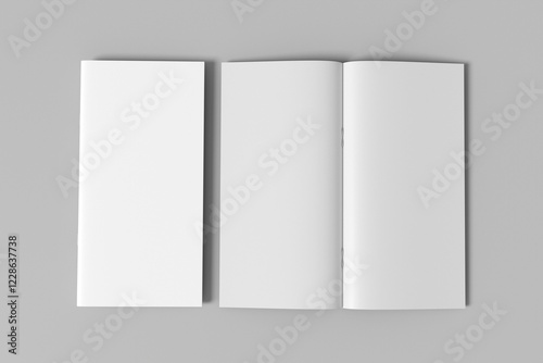 Opened stapled bound booklet mockup