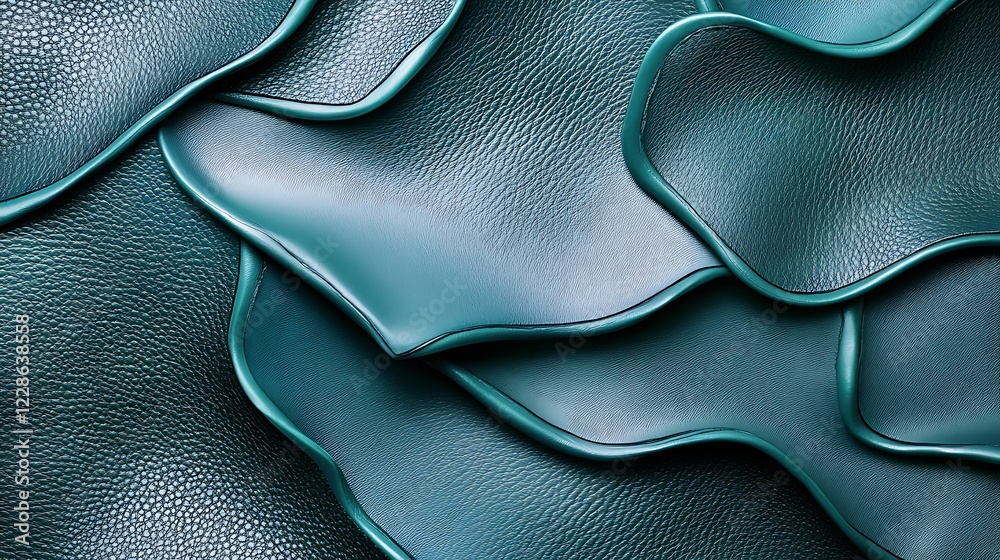 Naklejka premium Teal Leather Abstract Wave Pattern Design