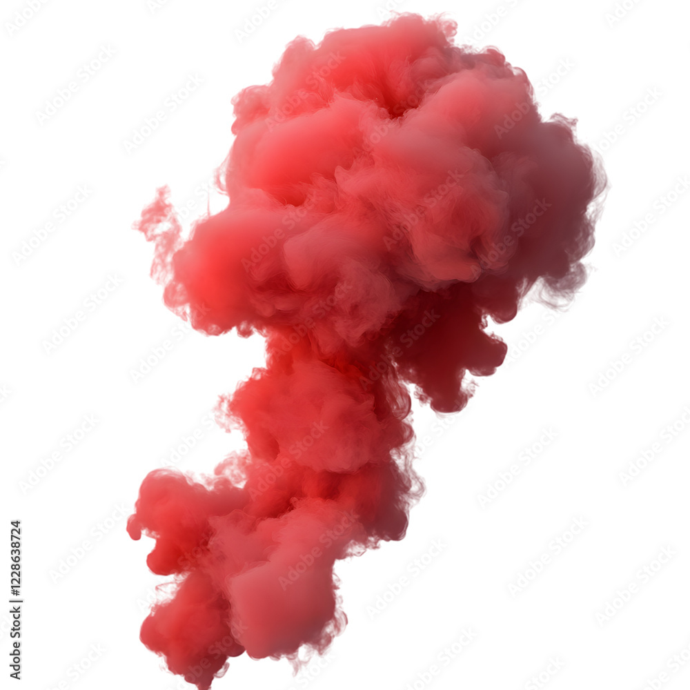 Fototapeta premium Abstract Red Smoke Swirl with Floating Particles, Isolated on Transparent Background