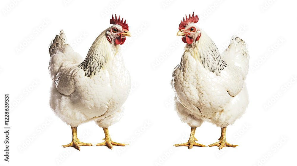 Fototapeta premium White Chicken Collection on Transparent Background Generative AI