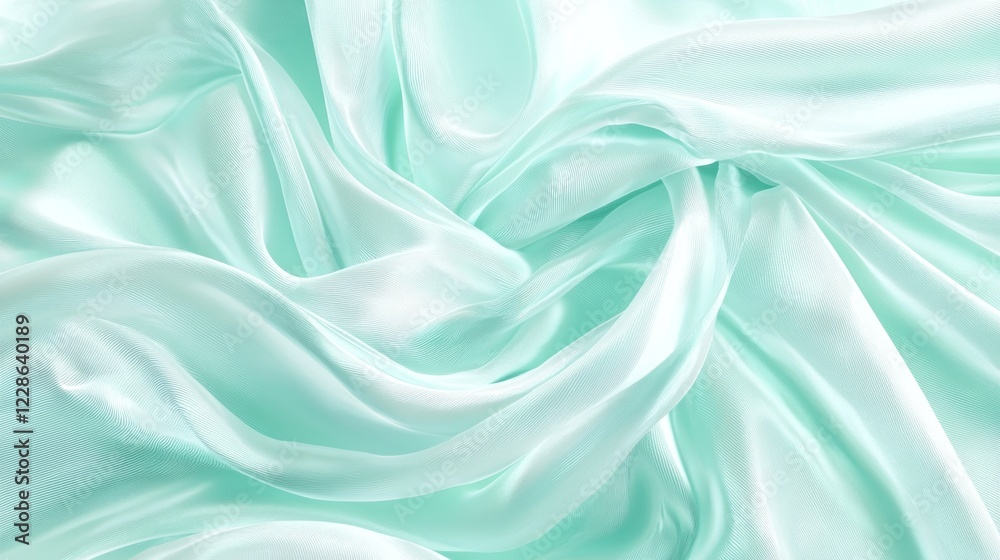 Obraz premium Ethereal Motion: Whipped Pastel Turquoise with Swirling White Streaks - Cinematic Ultra-Detailed Abstract Photography