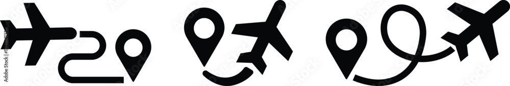 Airplane aviation icon in flat set. vector for apps or websites Flight transport symbol Travel Abstract neon airplane forces animation flying plane arrivals isolated on transparent background Airplane aviation icon in flat set. vector for apps or websites Flight transport symbol Travel Abstract neon airplane forces animation flying plane arrivals isolated on transparent background