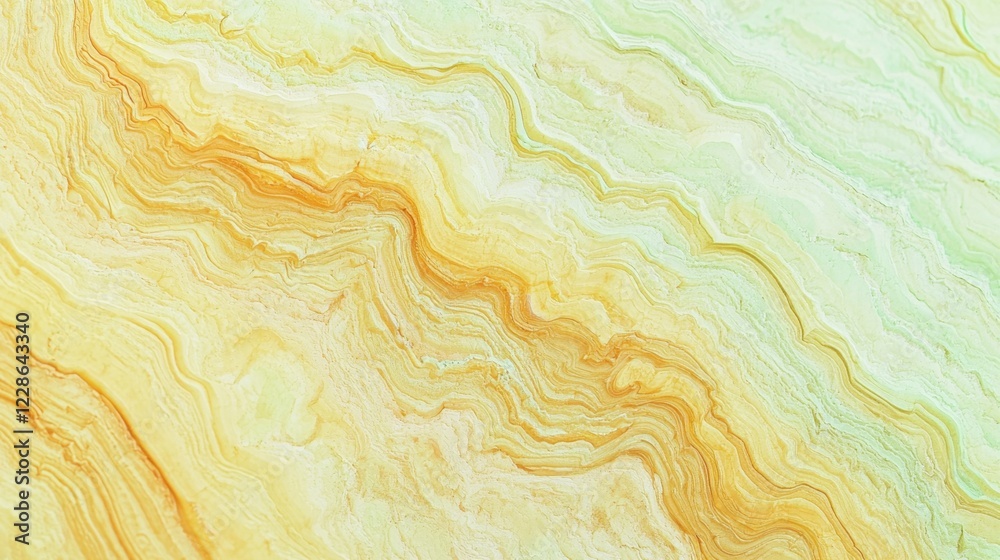 Fototapeta premium Vibrant Scribbly Pencil Lines on Saffron Yellow Watercolor Background with Pale Mint Transition - Ultra-Detailed Cinematic Image