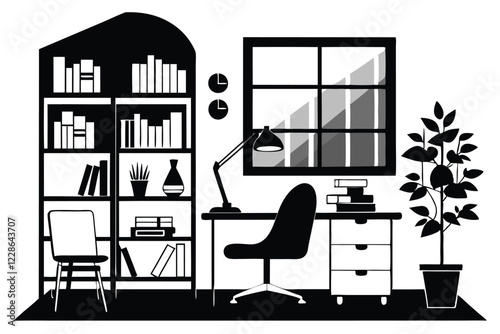 bookself silhouette illustration black and white