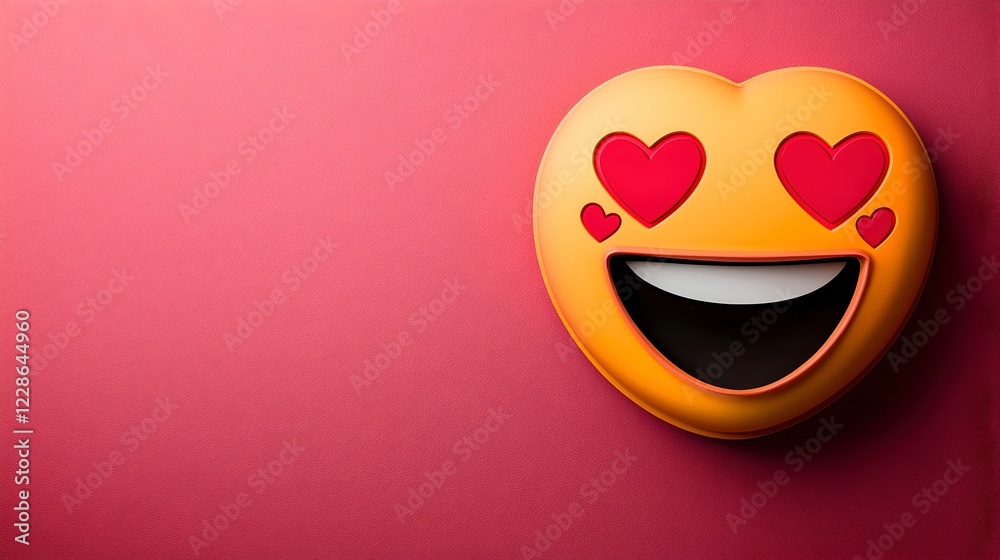 Heart Emoji with Love Eyes on Soft Pink Background for Design Use Heart Emoji with Love Eyes on Soft Pink Background for Design Use