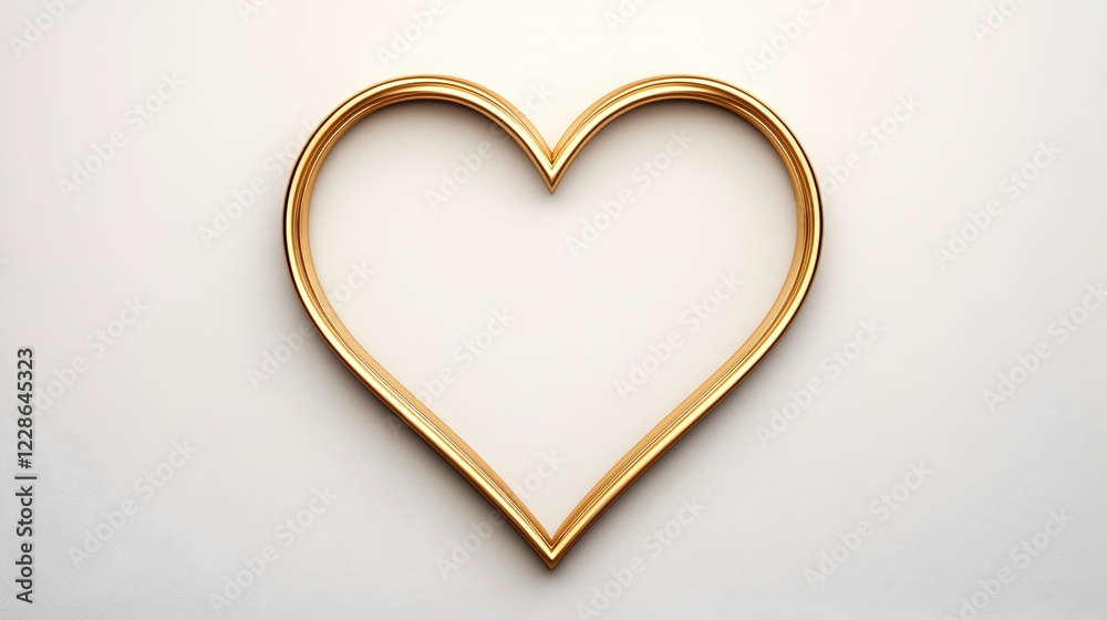 Elegant Golden Heart Shape on White Background for Romantic Designs Elegant Golden Heart Shape on White Background for Romantic Designs