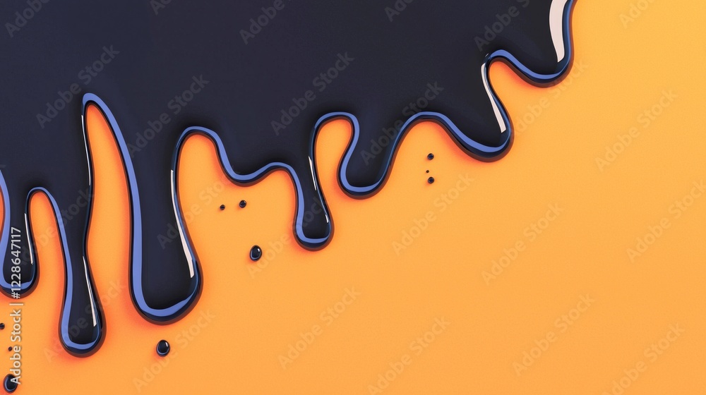Vibrant Contrast: Bold Black Drip with Tangerine and Periwinkle Patches in Cinematic Image Vibrant Contrast: Bold Black Drip with Tangerine and Periwinkle Patches in Cinematic Image