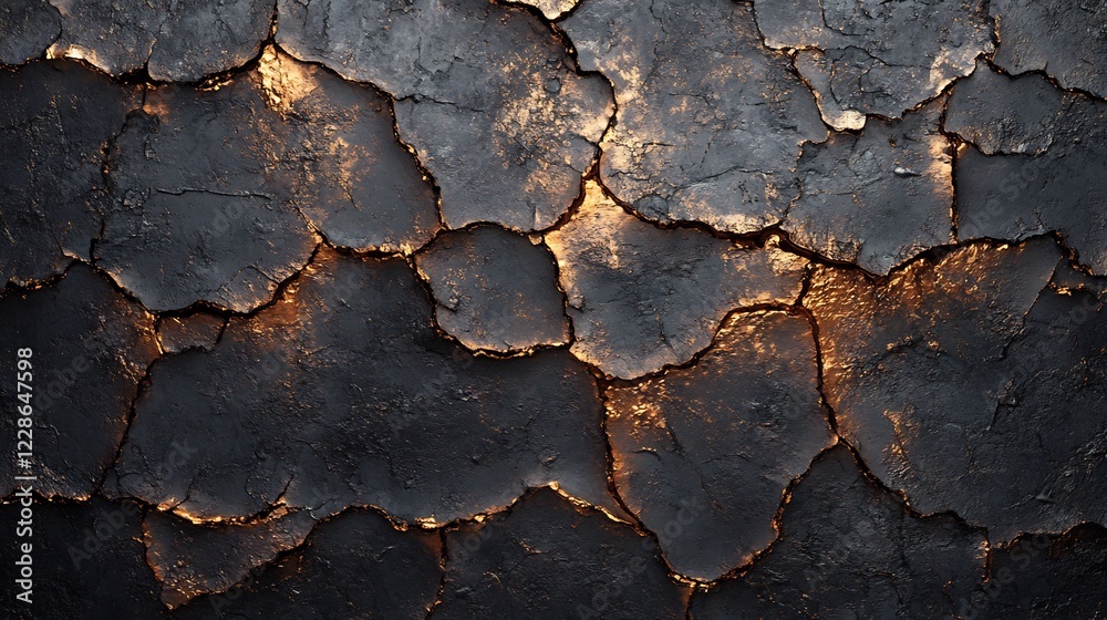 Glowing Cracks Dark Textured Surface. AI Generated Glowing Cracks Dark Textured Surface. AI Generated
