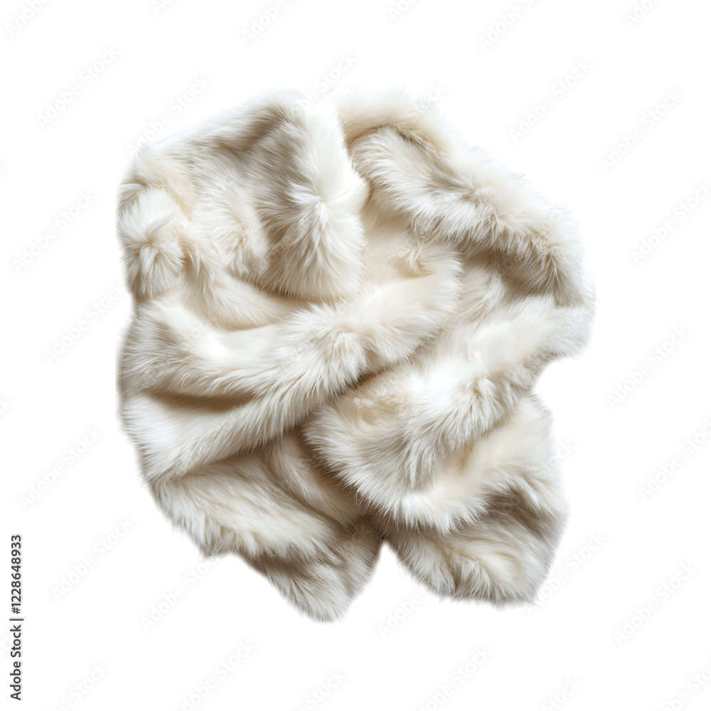 Ivory Faux Fur Shawl with Satin Finish Isolated on Transparent Background Ivory Faux Fur Shawl with Satin Finish Isolated on Transparent Background
