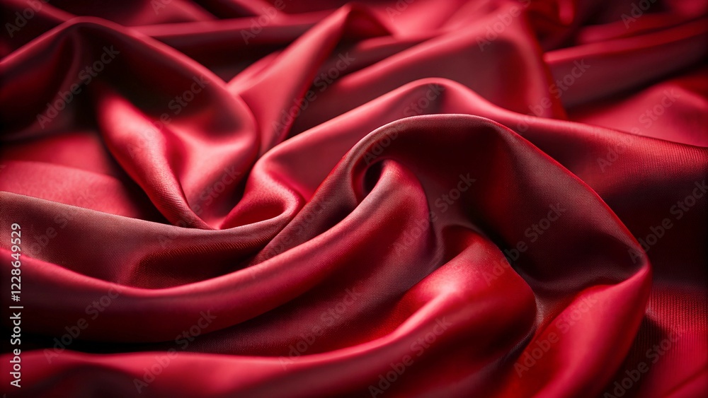 Fototapeta premium Luxurious Deep Red Fabric A Close-Up of Elegance and Texture.