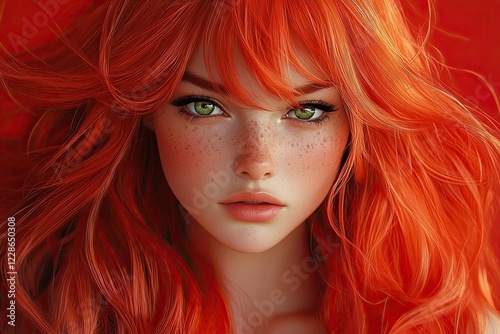 Portrait of young woman with red hair 