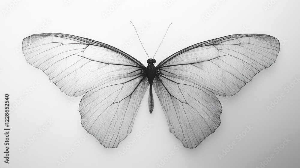 Ethereal Monochrome Butterfly Illustration: A Delicate Dotted Texture Design Ethereal Monochrome Butterfly Illustration: A Delicate Dotted Texture Design