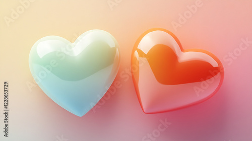 3D Heart Gradient Abstract Design with Delicate and Sweet Aesthetic