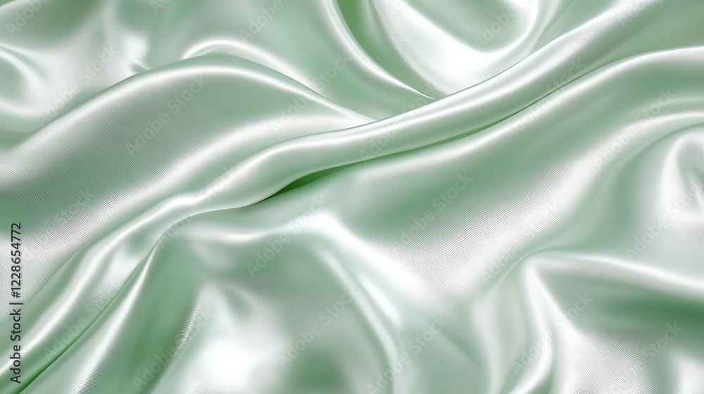 Obraz premium Draped Pale Green Silk Fabric Showing Texture