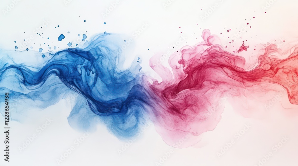 Abstract Ink Waves: A Symphony of Blue and Red Abstract Ink Waves: A Symphony of Blue and Red