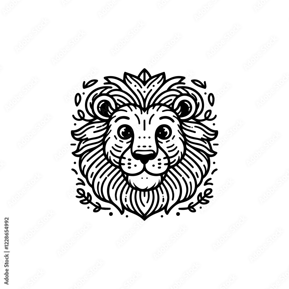 Obraz premium line art vector logo lion head