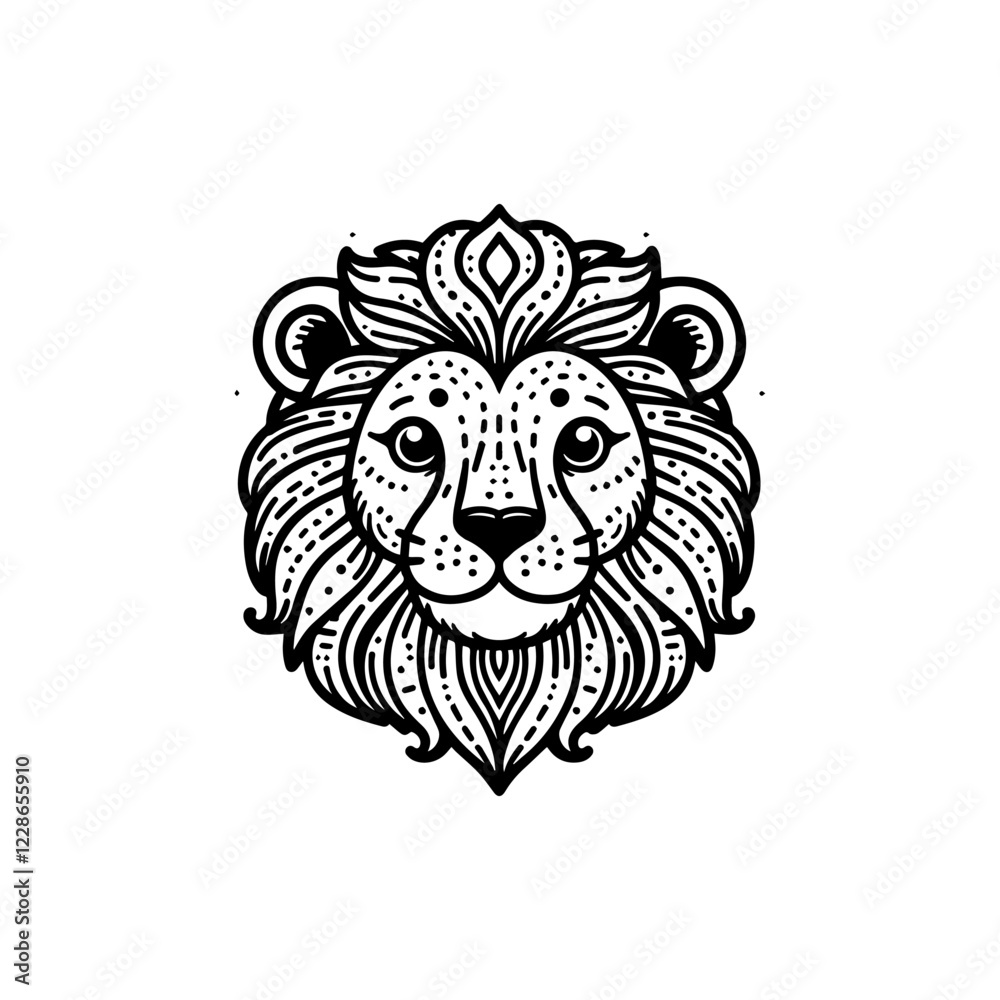 Obraz premium line art vector logo lion head