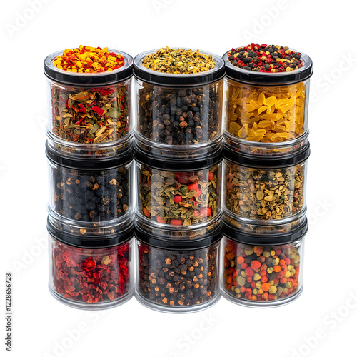 Portable Spice Racks with Transparent Swivel Compartments Isolated on Transparent Background photo