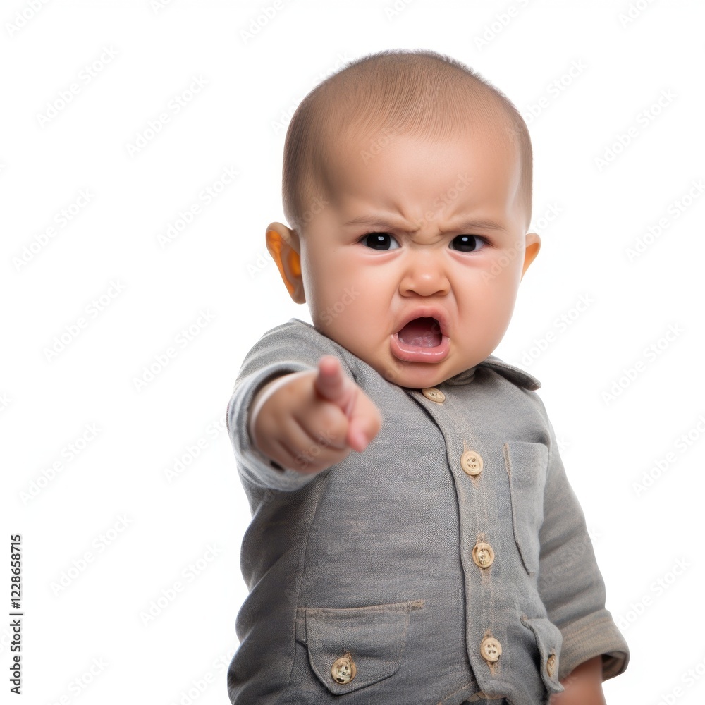 Funny baby with exaggerated facial expression and gesture Funny baby with exaggerated facial expression and gesture