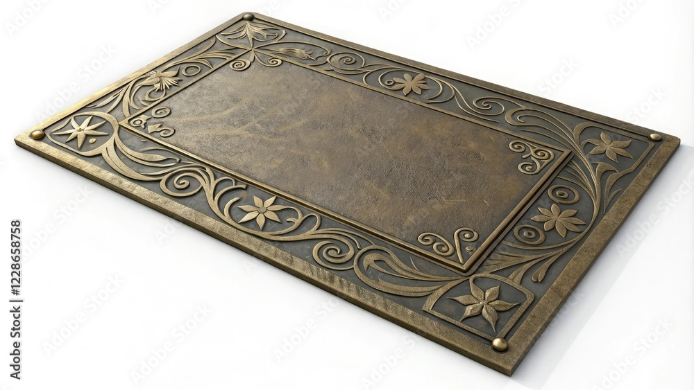 Isolated metal plaque with artistic patterns and shapes, geometric, minimalist, abstract, modern Isolated metal plaque with artistic patterns and shapes, geometric, minimalist, abstract, modern