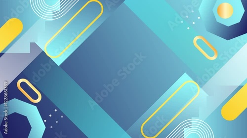 geometric abstract shapes in shades of blue and yellow design seamless 4k video background motion pop art design