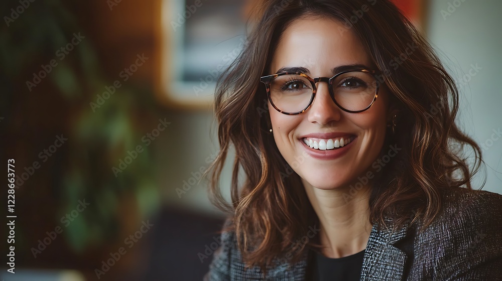 Portrait of a Smiling Woman with Glasses