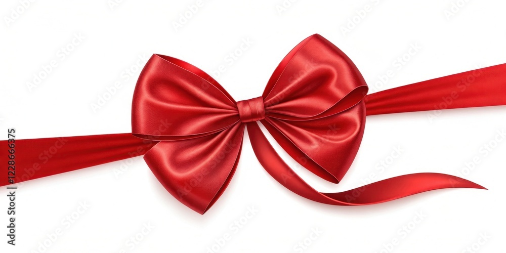 A vibrant red satin ribbon tied in a perfect bow, elegant and festive, ideal for celebratory occasions A vibrant red satin ribbon tied in a perfect bow, elegant and festive, ideal for celebratory occasions