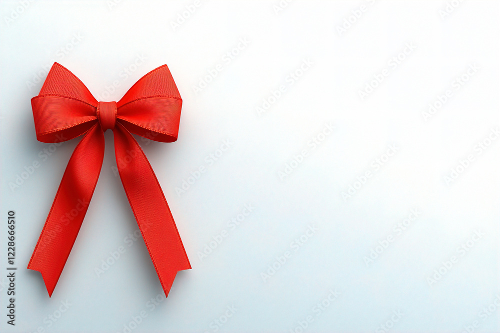 A red ribbon bow on a white background. (Generative AI) A red ribbon bow on a white background. (Generative AI)