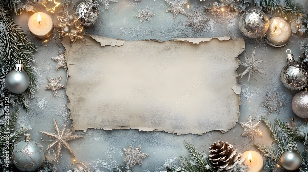 Obraz premium vintage christmas background with ornaments and candles
