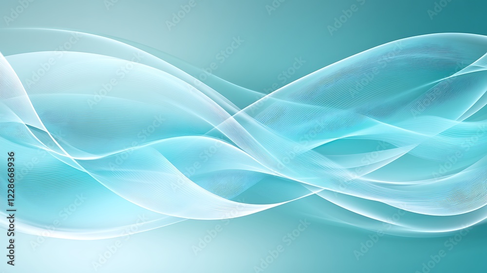 Obraz premium Abstract Teal and White Flowing Wave Design