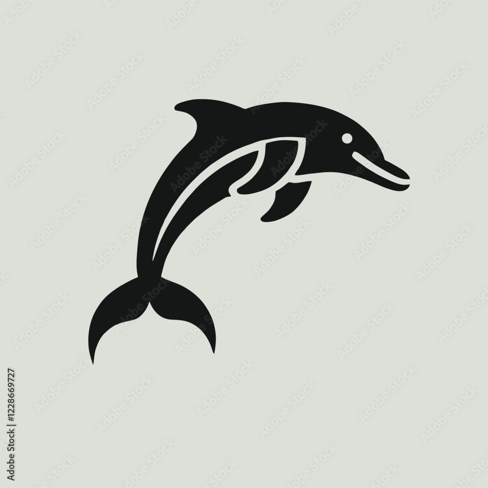 Dolphin Silhouette in black on a white background Dolphin Silhouette in black on a white background