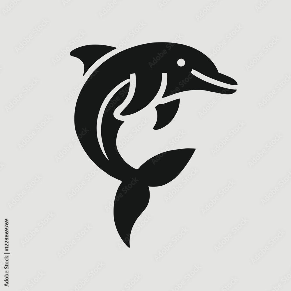 Naklejka premium Dolphin Silhouette in black on a white background