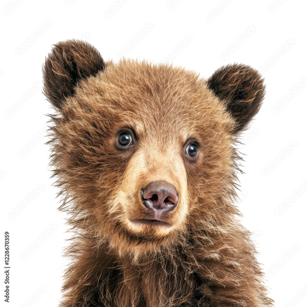Obraz premium Cute Brown Bear Cub Looking Curious in Natural Habitat Environment