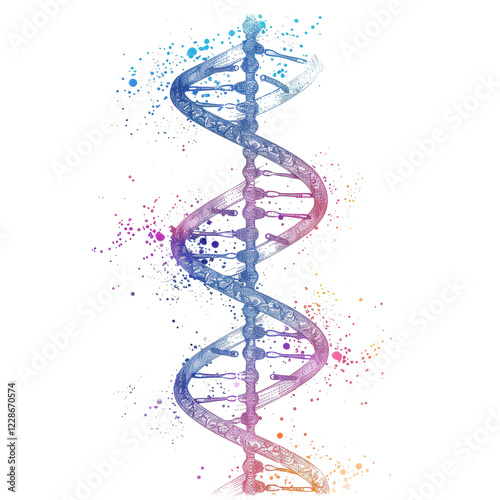 Colorful Abstract DNA Helix Structure with Sparkling Background
