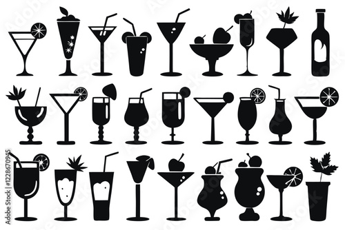 Alcoholic coctails, illustration, vector on a white background