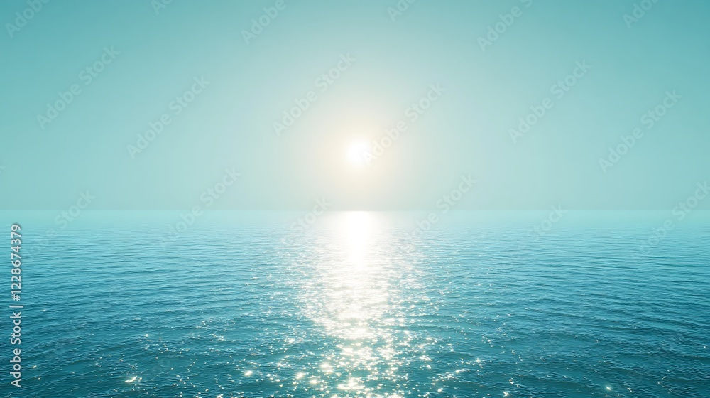 Fototapeta premium Serene Ocean Surface Reflecting Sunlight At Daybreak