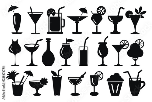 Cocktail set Collection icon cocktails Vector