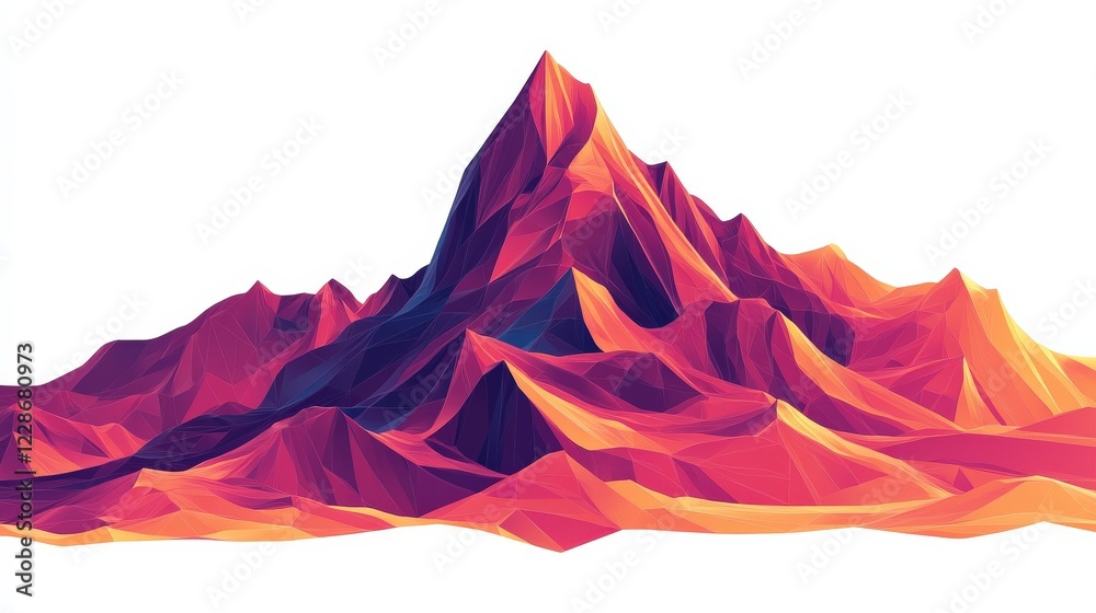 Abstract mountain landscape with vibrant colors and geometric shapes against a white background Abstract mountain landscape with vibrant colors and geometric shapes against a white background