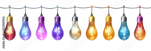 Bright light bulb splashes illuminate glass bottles