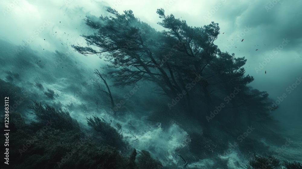 Stormy Seascape: A Lone Tree Braving the Tempest Stormy Seascape: A Lone Tree Braving the Tempest