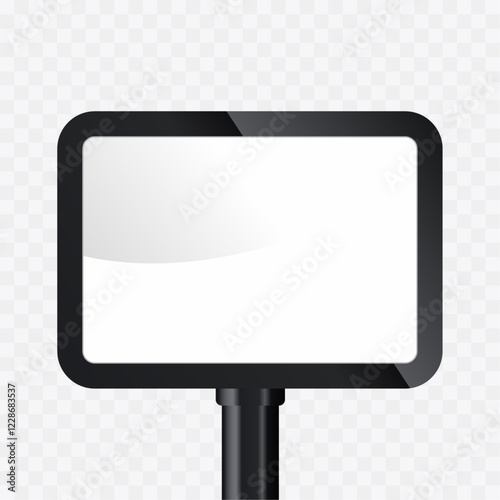 A  TV lightbox with empty space in transparent hanging technology LED screen mockup in 3Ds. the opacity editable LED vector, illustration.
