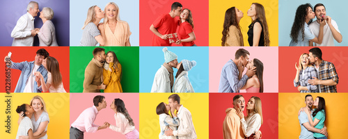 Collage of kissing people o...