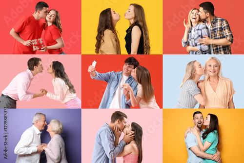 Collage of kissing people o...