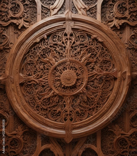 Intricately designed wooden wall inlay with abstract motifs, inlay, wall, texture